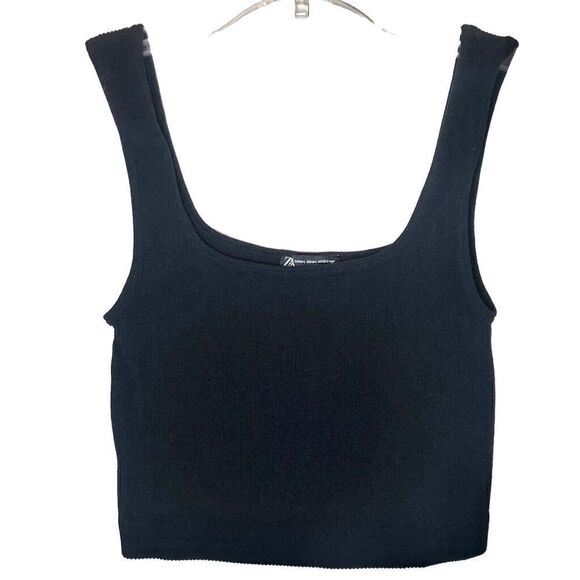Zara Ribbed Cropped Top in Black Women’s M - Picture 1 of 5